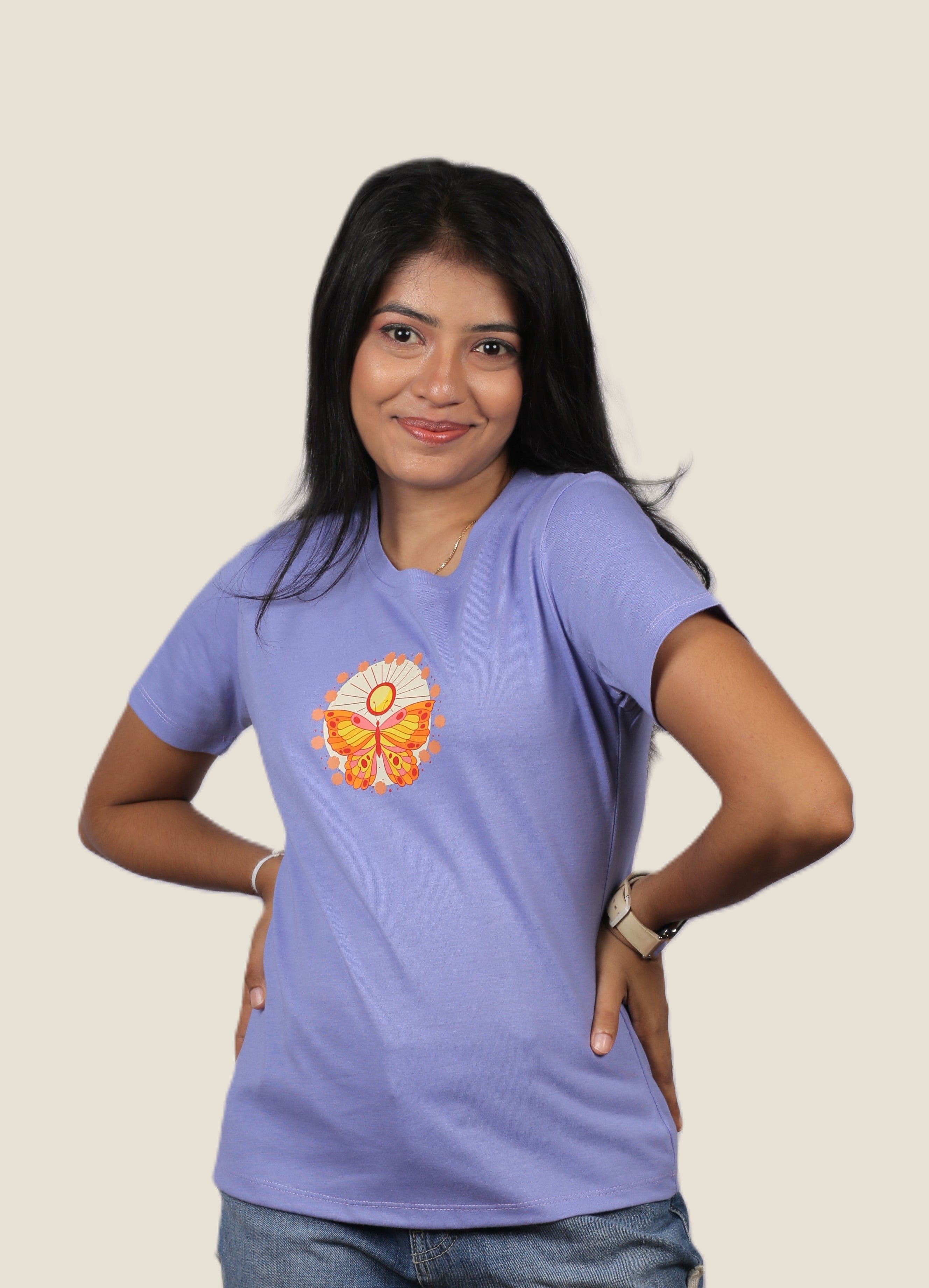 Golden Butterfly Graphic Ladies Tee