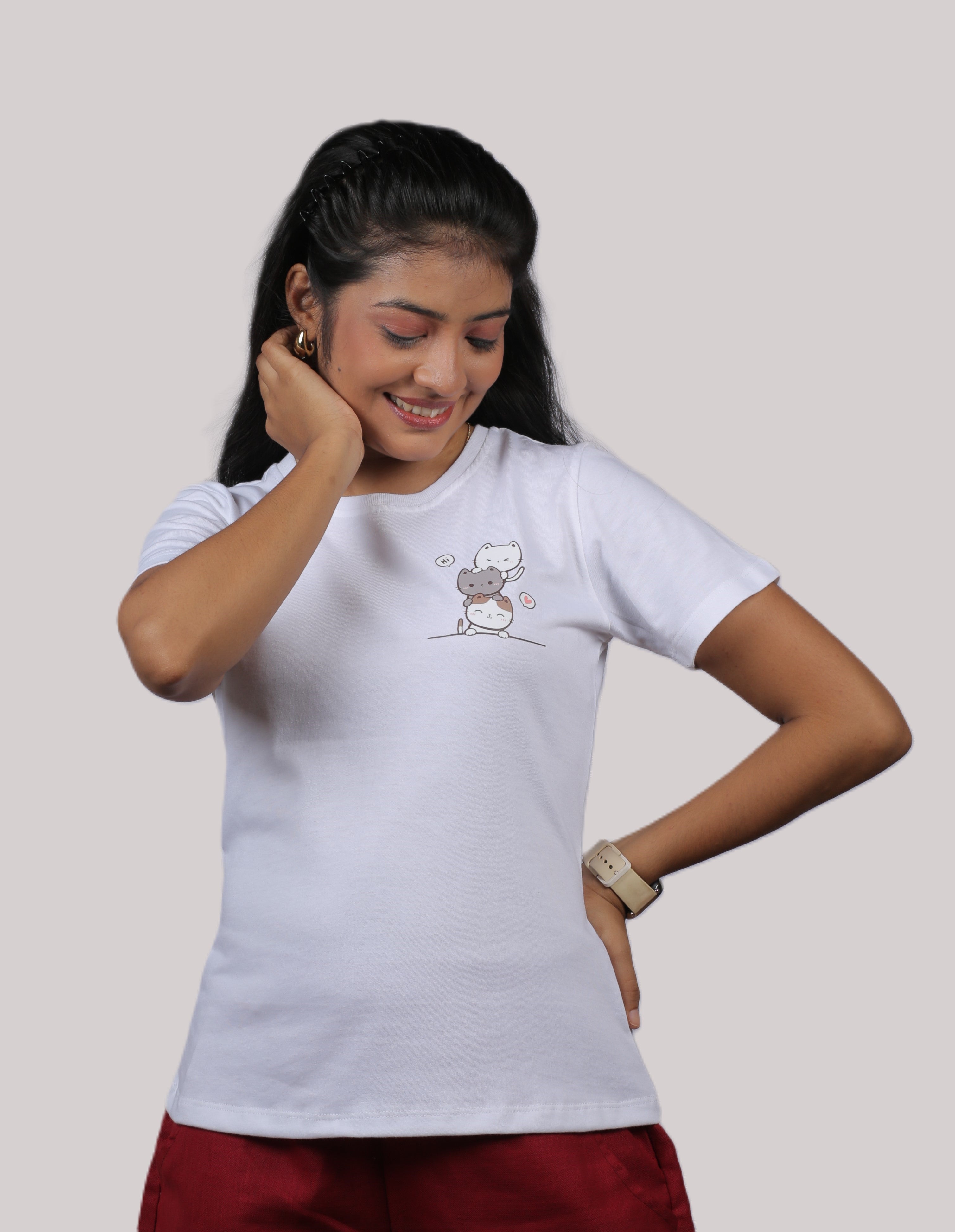 Cute Cat Pals Graphic Ladies Tee