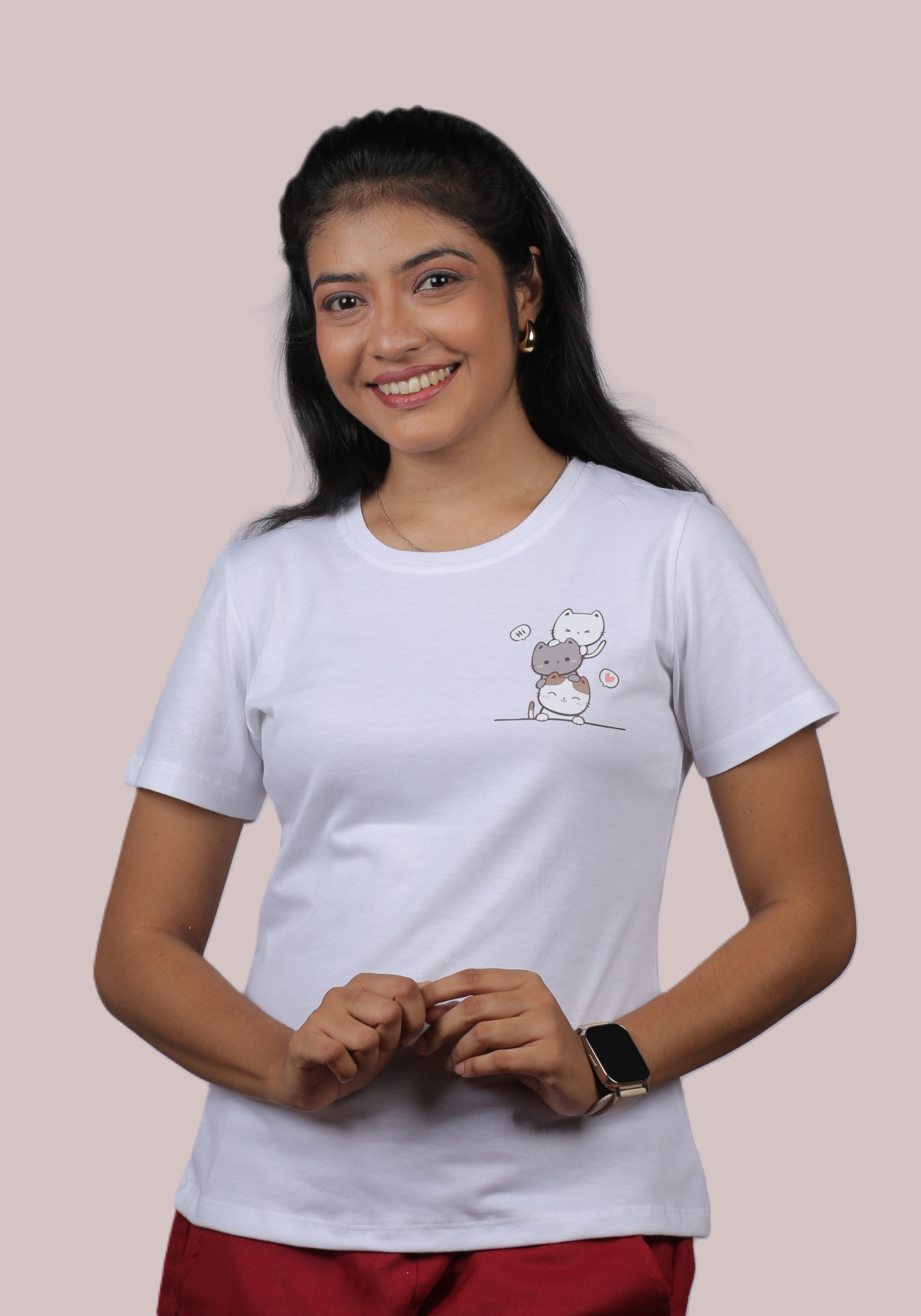 Cute Cat Pals Graphic Ladies Tee