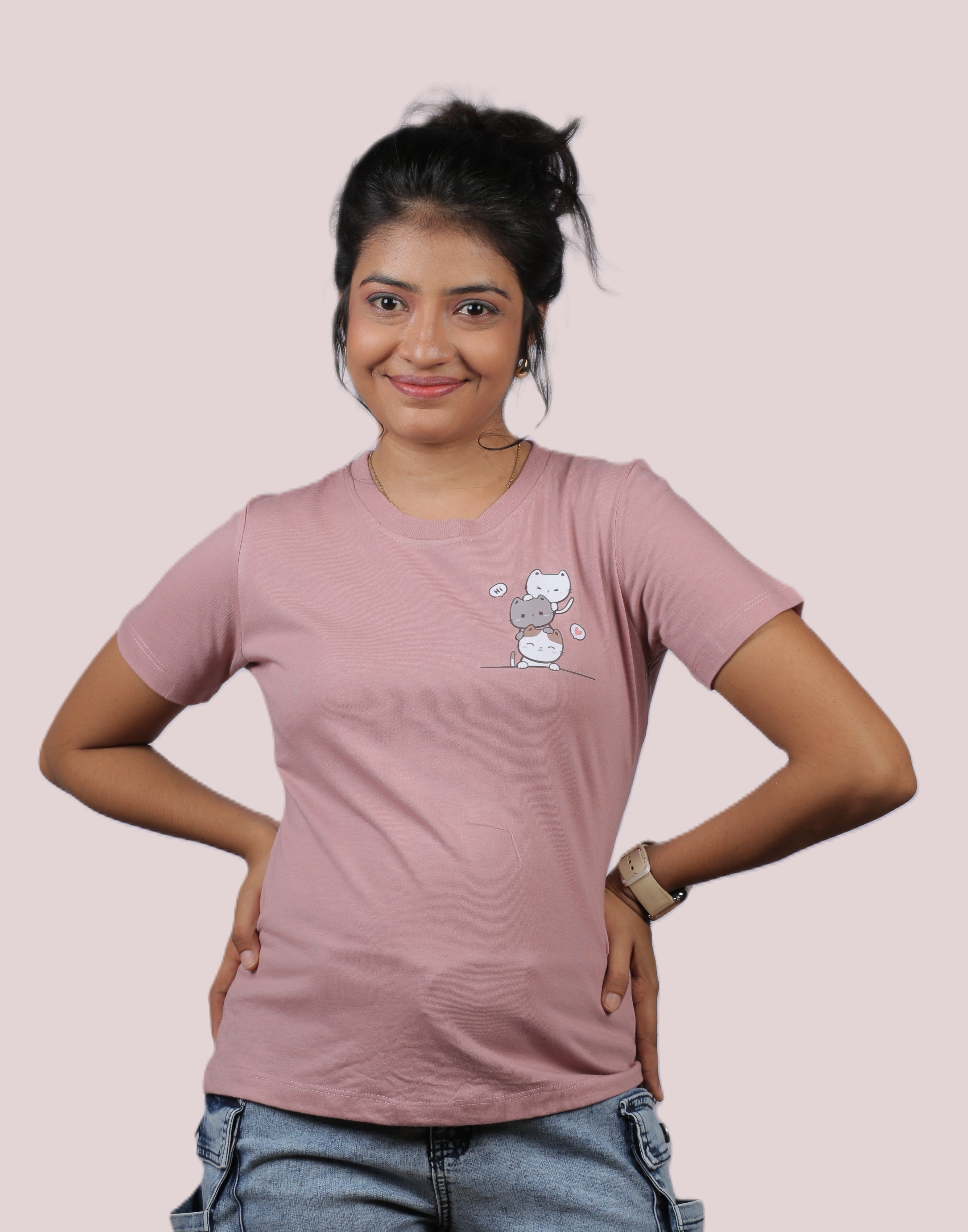 Cute Cat Pals Graphic Ladies Tee