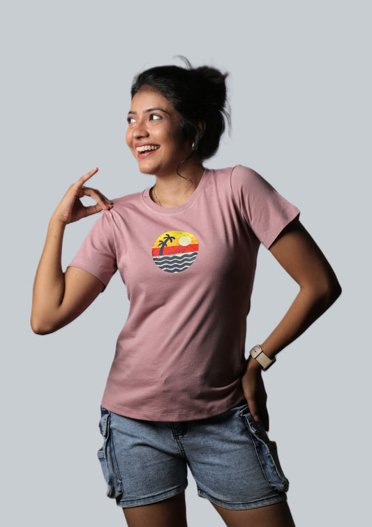 Retro Sunset Graphic Ladies Tee