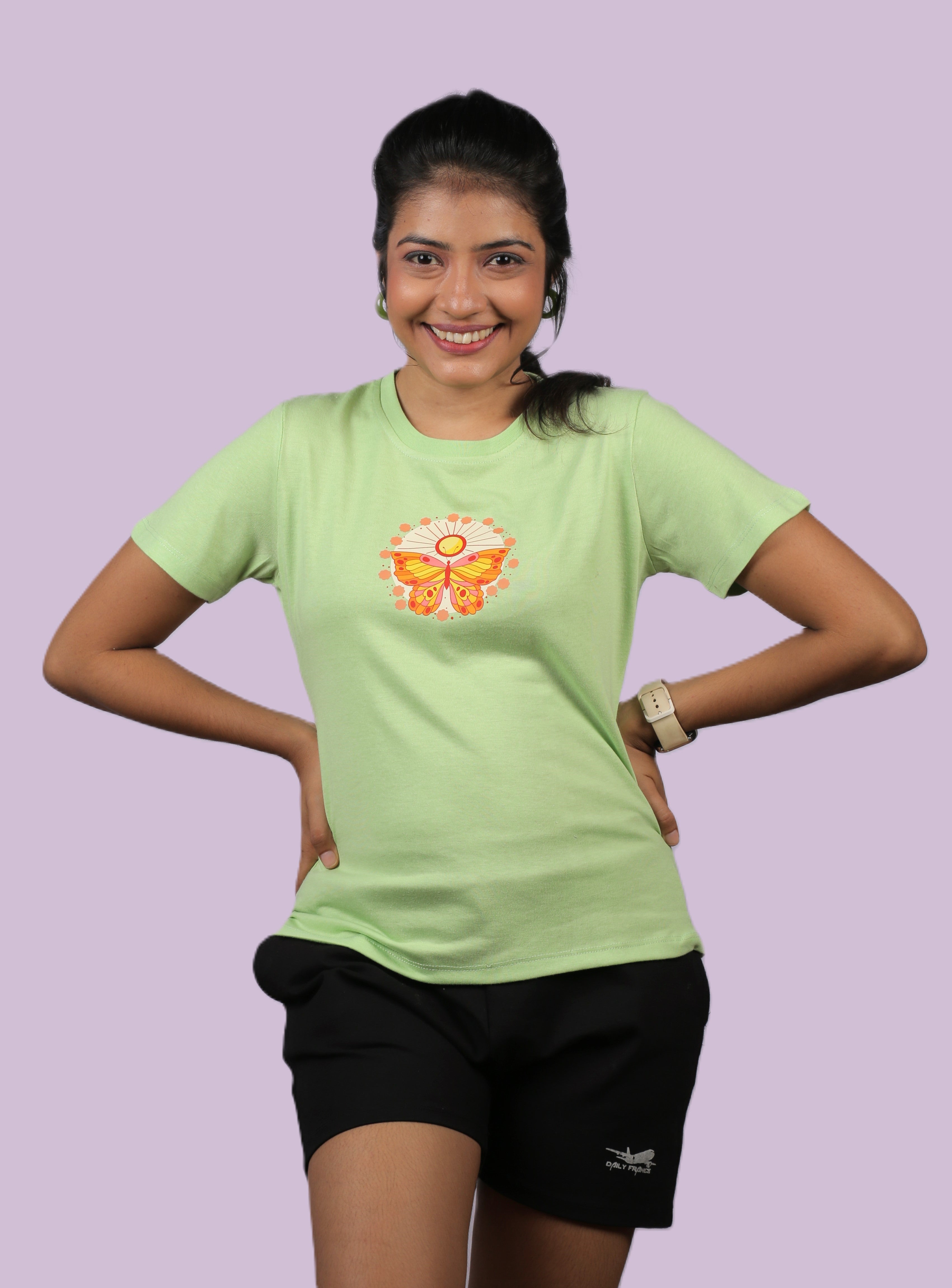 Golden Butterfly Graphic Ladies Tee