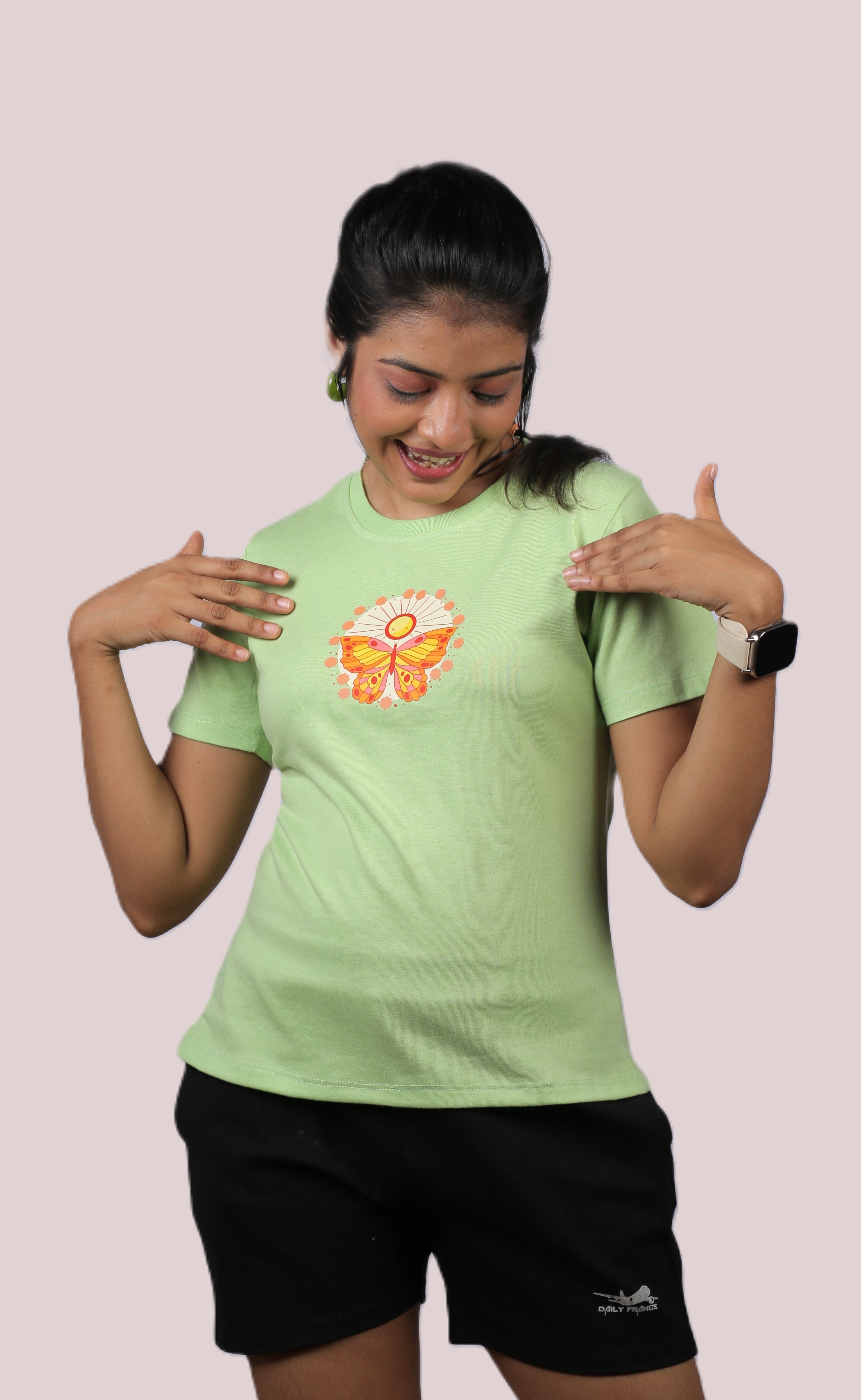 Golden Butterfly Graphic Ladies Tee