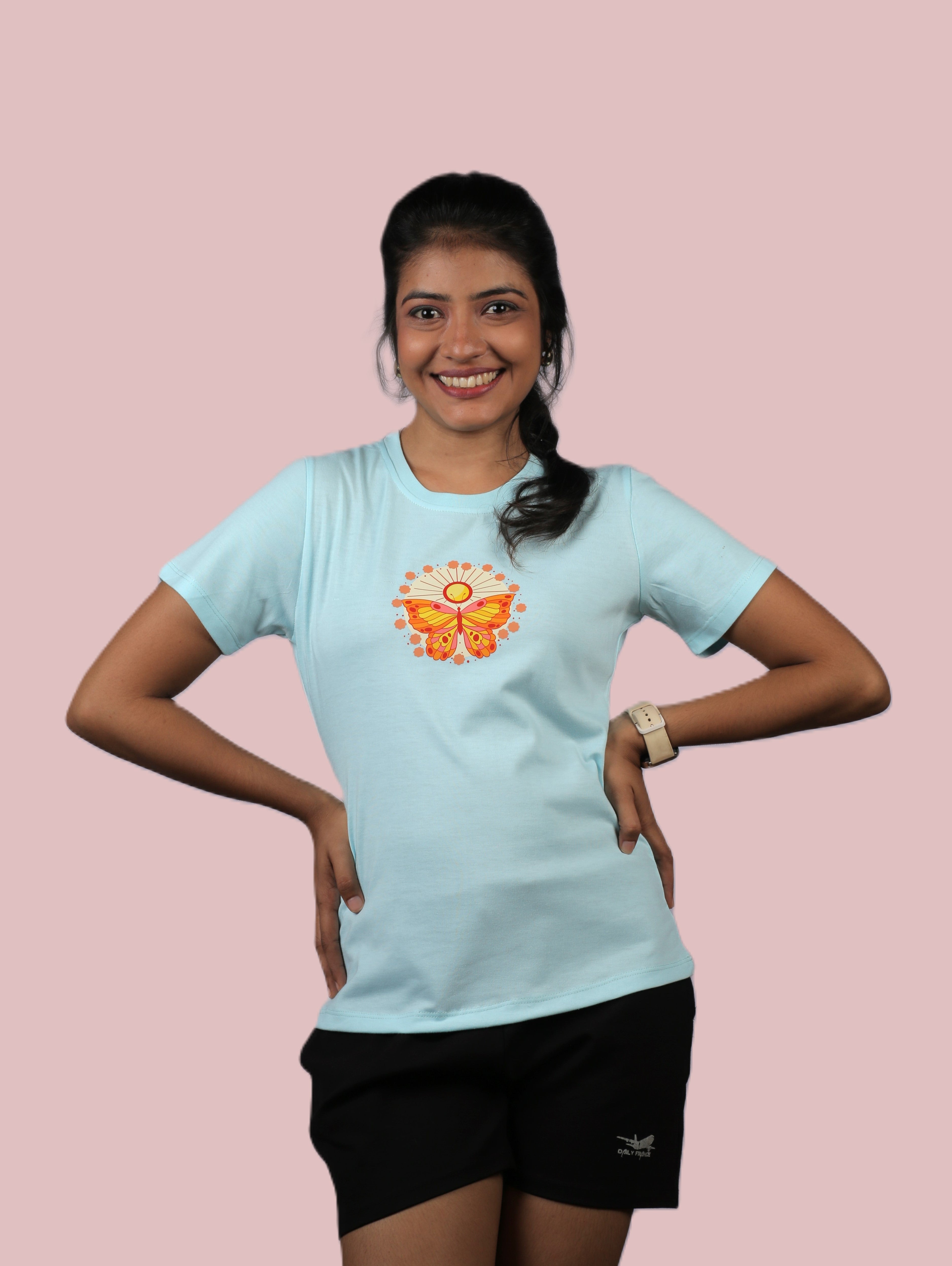 Golden Butterfly Graphic Ladies Tee