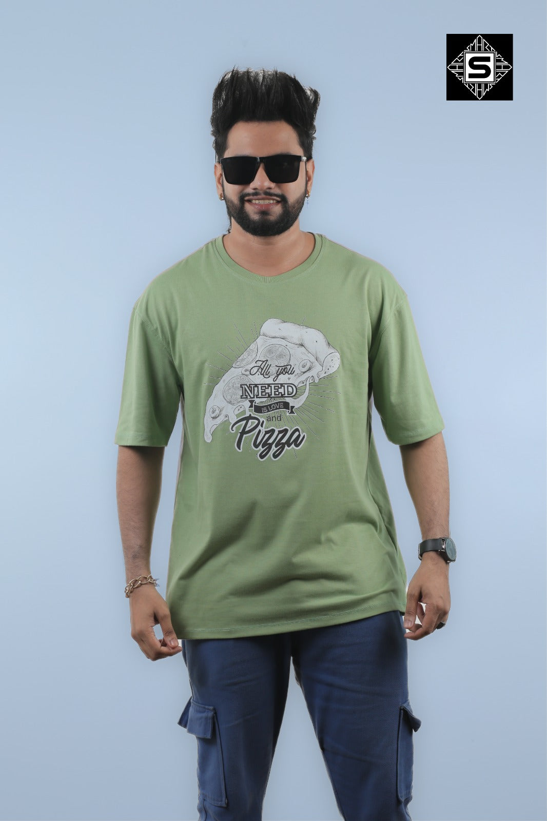 Love with Pizza Unisex Oversize Tee