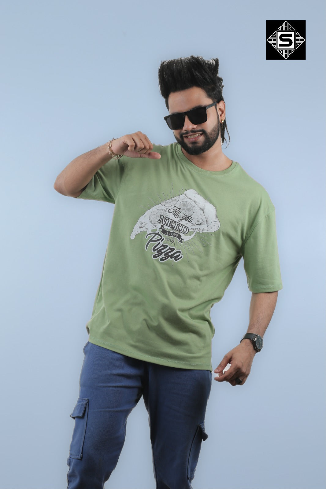 Love with Pizza Unisex Oversize Tee