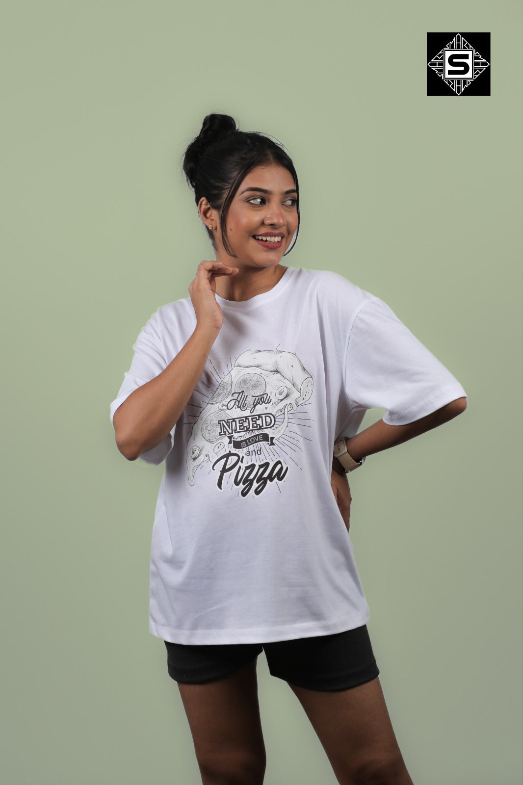 Love with Pizza Unisex Oversize Tee