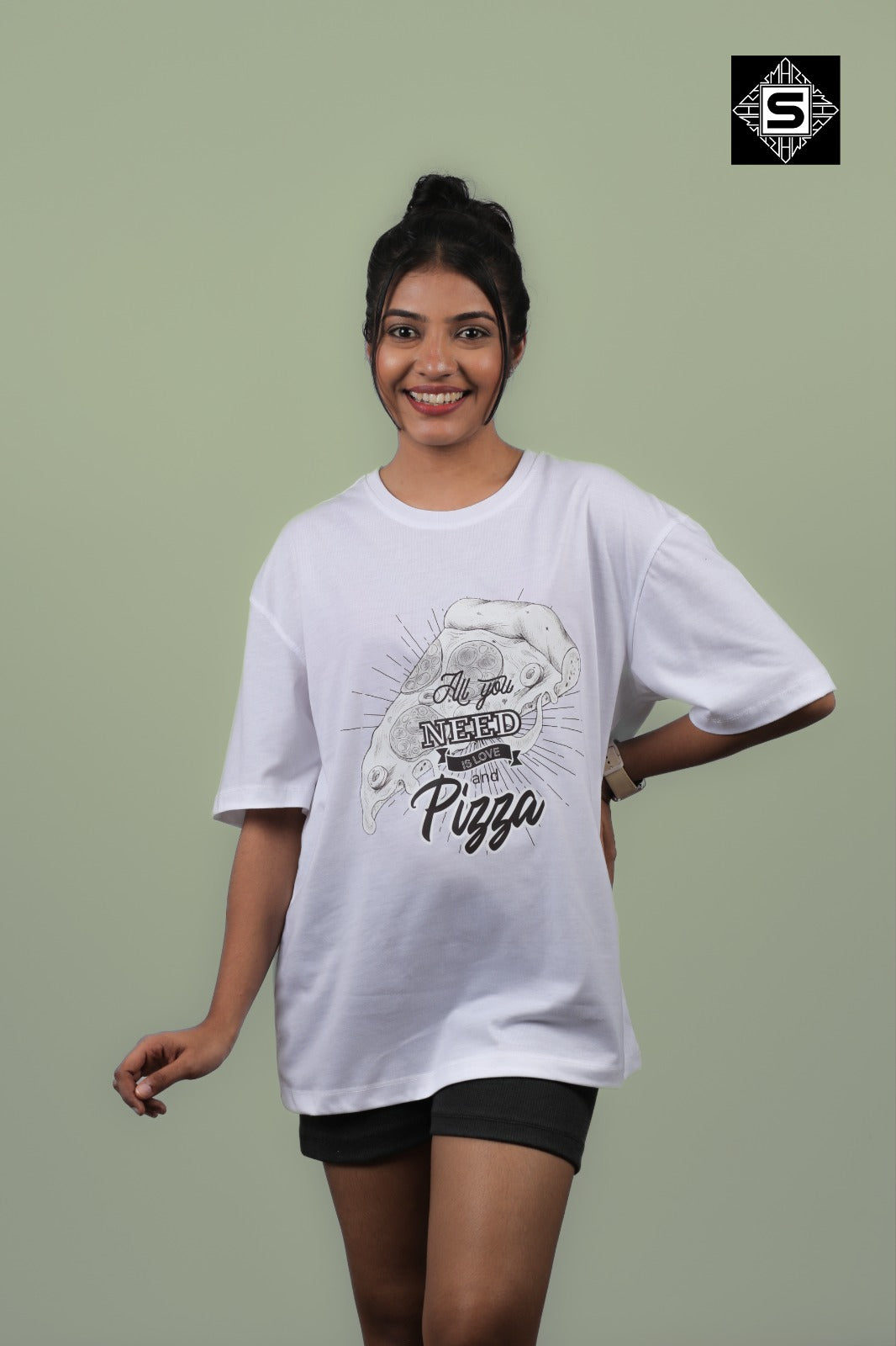 Love with Pizza Unisex Oversize Tee