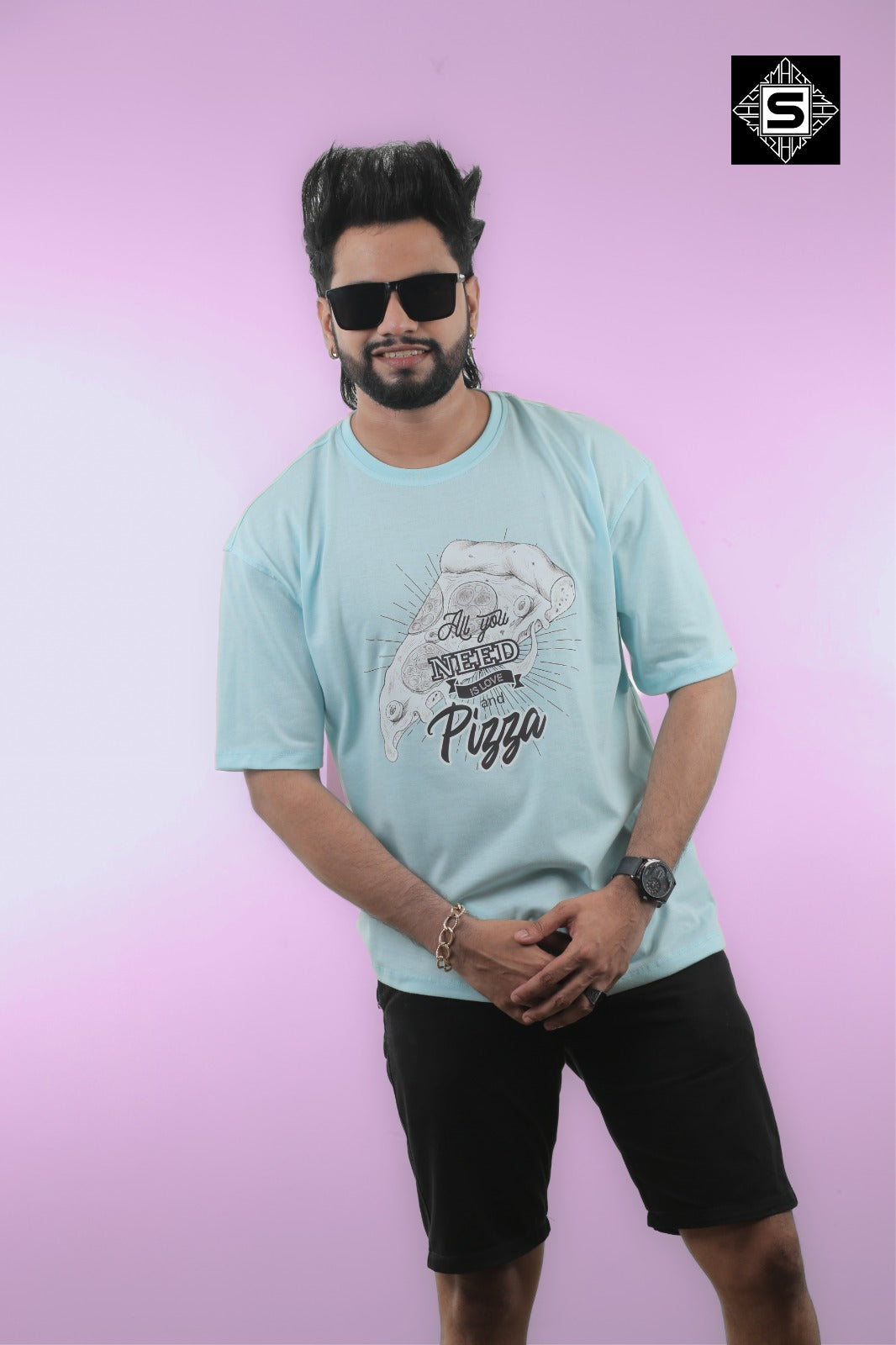 Love with Pizza Unisex Oversize Tee